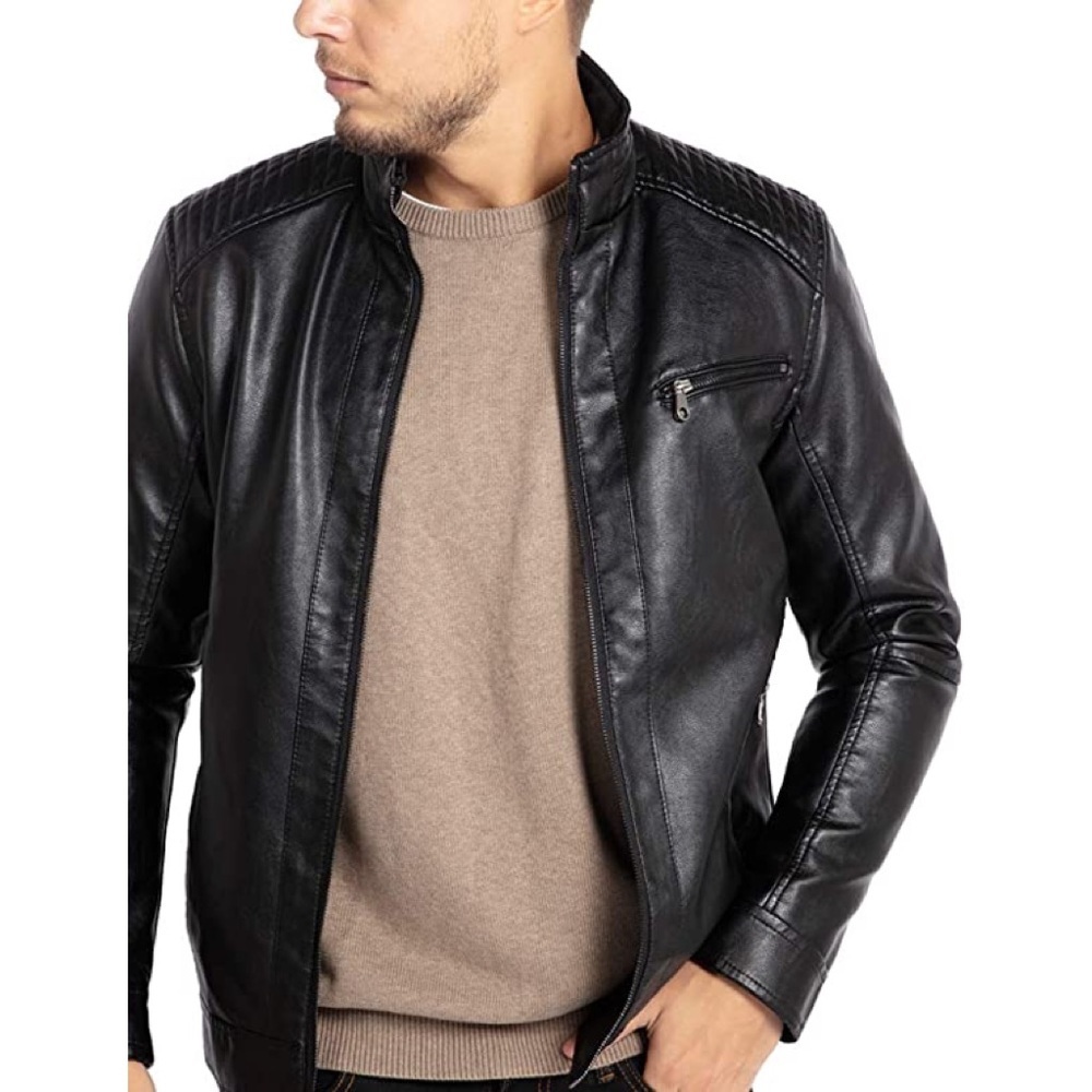 New Mens Slim Fit Weather Sealed Leather Jacket Multiple Sizes - Picture 1 of 2